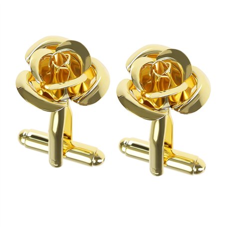 eMagTech 1 paire de boutons de manchette en forme de fleur de rose doré - Boutons de manchette classiques délicats pour homme -