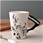 Qarmijaer 240Ml Tasse en Céramique Musique Tasse en Céramique Musique Tasse en Céramique Mignon Café Thé Lait Stave Tasses et Ta