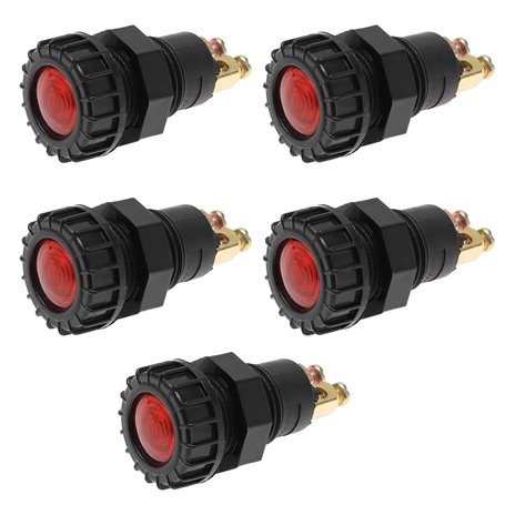 ECSiNG 5pcs Voyant d'avertissement Panneau de Tableau Bord de Voiture Lampe Rouge 12 V/24V M16 Voyant de Fil Voyant d'avertissem