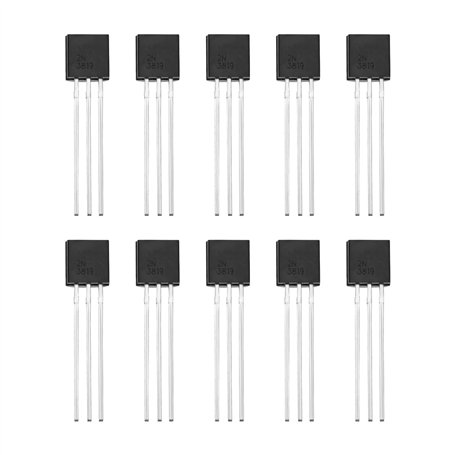 ECSiNG Lot de 10 transistors J-FET à canal N CC 25 V 100 mA 2N3819 transistors J-FET TO-92 pour applications de mixage d'équipem