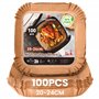 KitchenBoss Papier Cuisson Air Fryer: 100 Pièces Papier Sulfurisé pour Airfryer Carré 20 x 24 cm