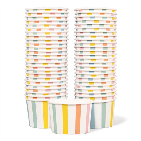 Tasses à Glace en Papier MATICAN - Lot de 50 Tasses Jetables de 9 Oz pour Desserts Chauds ou Froids
