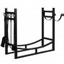 Amagabeli Porte Bûches de Cheminée avec 4 Outils 90cmx78cmx33cm range bûches pour intérieur et extérieur robuste support de supp