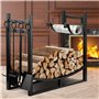 Amagabeli Porte Bûches de Cheminée avec 4 Outils 90cmx78cmx33cm range bûches pour intérieur et extérieur robuste support de supp