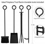 Amagabeli Porte Bûches de Cheminée avec 4 Outils 90cmx78cmx33cm range bûches pour intérieur et extérieur robuste support de supp