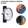 Thermomètre 0-120° avec ressort, avec clip pour montage sur tuyau, surface bimétallique en acier inoxydable - 63MM