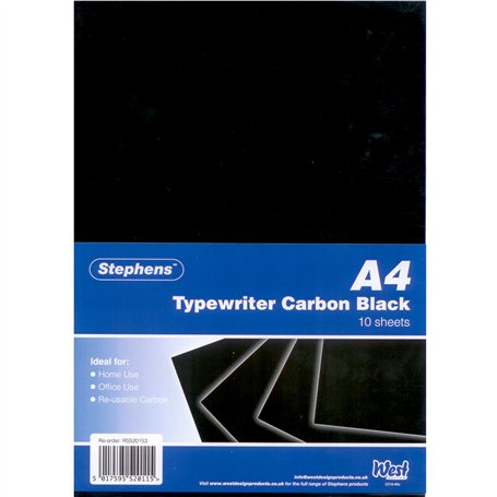 Stephens Pack de 10 feuilles de papier carbone pour Machine à écrire Noir