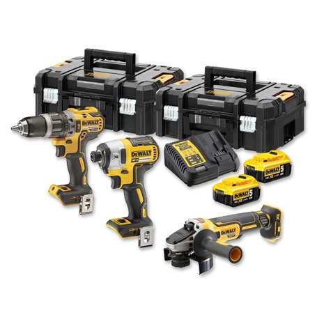DeWALT Kit 3 Outils XR 18V 5Ah Li-ion Brushless DCK384P2T-QW