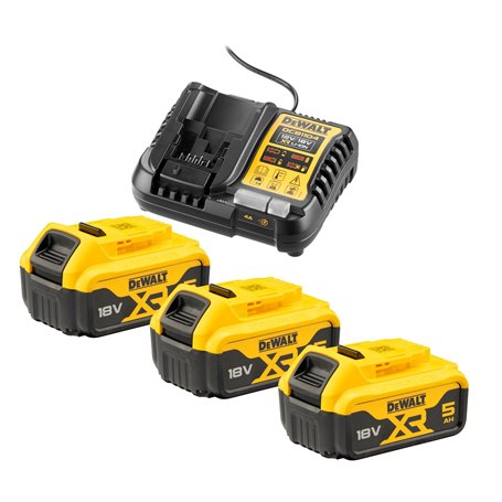 DEWALT - Kit de Démarrage 3 Batteries XR 18 V 5Ah Plus Chargeur