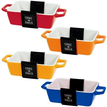 Lot de 4 petits plats rectangulaires de couleur vive pour lasagnes