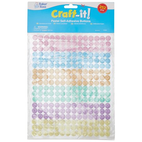 Baker Ross Boutons Autocollants Pastel - Lot de 252