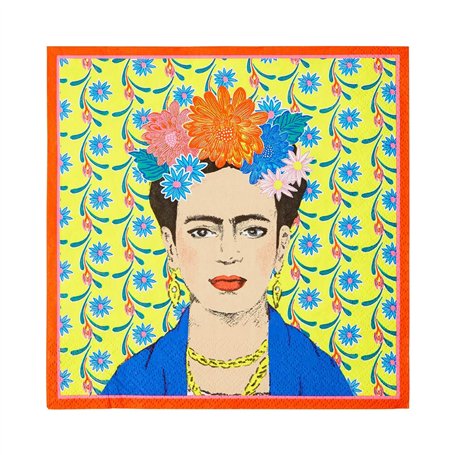 Talking Tables- Paquet de 20 Papier Frida Kahlo Jaune | Serviettes jetables