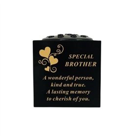 David Fischhoff Bol commémoratif pour tombe avec roses noires et dorées avec cœurs – Special Brother