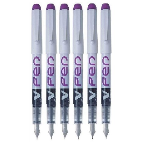 Pilot Stylo Violet/Violet V Stylo plume jetable Taille M Line svpn-4 W d'encre liquide (Lot de 6)