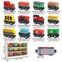 Kurtzy Train Magnétique avec Boîte de Rangement (Lot de 12) - Train en Bois Enfant pour Garçons et Filles de 3 Ans et Plus - Wag