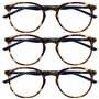OPULIZE Met Lunettes de Lecture Anti-Lumière Bleue Pack de 3 Montures Rondes et Minces Charnières à Ressort Améliore le Sommeil