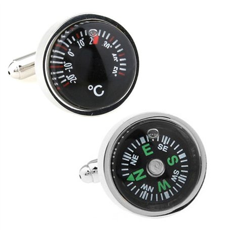 Charles William Boutons de Manchette avec Boussole et jauge de température Fantaisie randonnée Naval Mariage