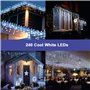 SHATCHI Lumières de Noël en Forme de glaçon Cascade 240 LED 5 m – Multifonction 8 Modes d'éclairage, minuterie câble Transparent