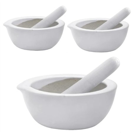 Lot de 3 mini pilons et mortier – Petit et compact 7 cm – Outils de cuisine pour broyer les épices et les herbes avec facilité –