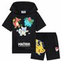 Pokemon Short à Capuche Survêtements Garçon et Ado 2 Pz Set Pikachu Manches Courtes Jogging Enfant Poches Zippées Cadeau Garcon