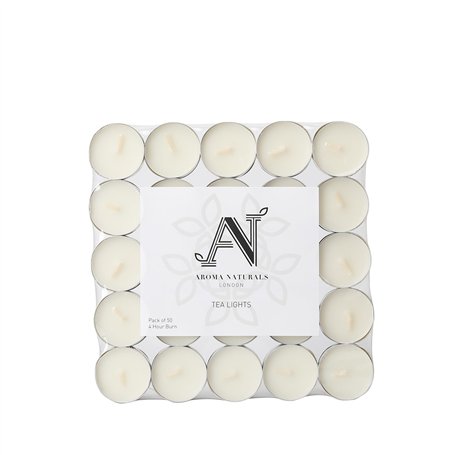Aroma Naturals London Lot de 50 bougies chauffe-plat non parfumées | Durée de combustion lente de 4 heures | Taille standard 3