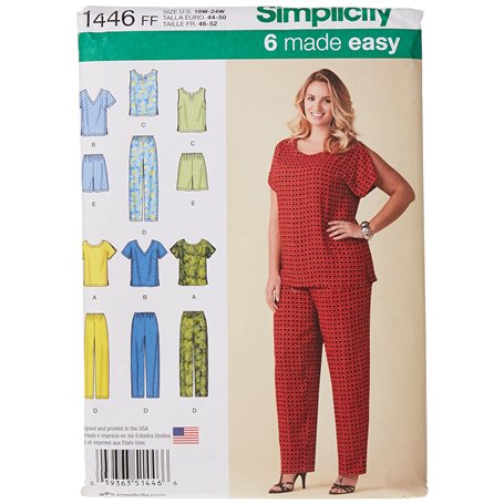 Simplicity Patron de Couture 1446 : Six Made Easy à Enfiler sur Les Hauts