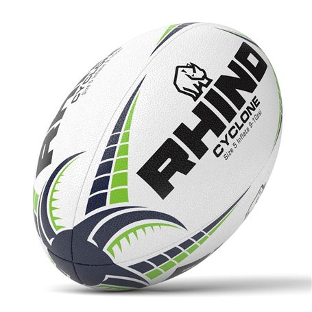 Rhino Cyclone Ballon de Rugby Blanc Taille 3