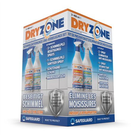 Dryzone Kit d'Élimination et de Prévention des Moisissures (3 x 450 ml sprays) - Solution définitive à long terme contre les Moi
