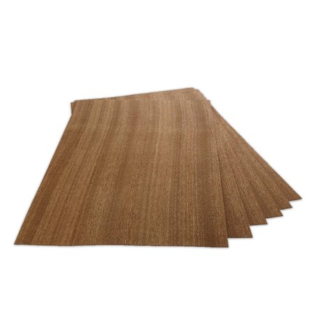 WoodPress® Placage de Bois d'Acajou Véritable - Paquet de 6 Feuilles - Format A4 (environ 21 cm x 29 cm) - Placage de Marqueteri