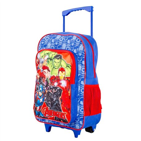 Avengers Sac à dos à roulettes pour enfants - Sac de voyage à roulettes avec poignée de tirage