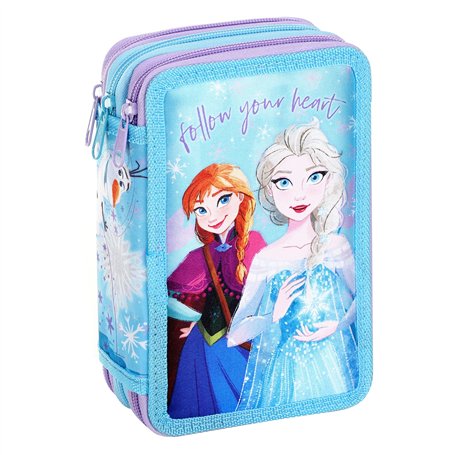 La Reine des Neiges Trousse à crayons remplie de fournitures scolaires pour enfants à 3 niveaux avec stylos