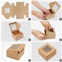 Belle Vous Boite Papier Kraft Marron avec Fenêtre Transparente (Lot de 50) - 10,16 x 5,7 cm - pour Donut, Mini Gâteau, Pâtisseri