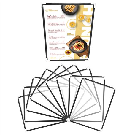 Belle Vous Protege Menu A4 (10 Pcs) - Porte Menu Restaurant 1 Page Double Face Style Américain - Pochette Menu Noires avec Coins