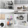 OUSFOT Étagère Douche sans Perçage 5 PCS Etagere Salle de Bain Panier Salle de Bain Support Douche Noir en Acier Inoxydable pour
