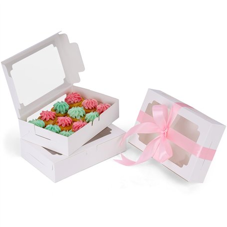 Belle Vous Boite de Gateaux en Carton Blanche avec Fenêtre (Lot de 20) - 13