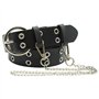 Ro Rox Reign Gothique Goth Grunge Punk Ceinture de PU avec Boucle Ronde et Chaîne - Noir