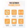 ULTRICS Testeur de Tension, Détecteur de Tension sans Contact 12 V-1000 V, Testeur Électrique à Sensibilité Réglable avec Lampe 