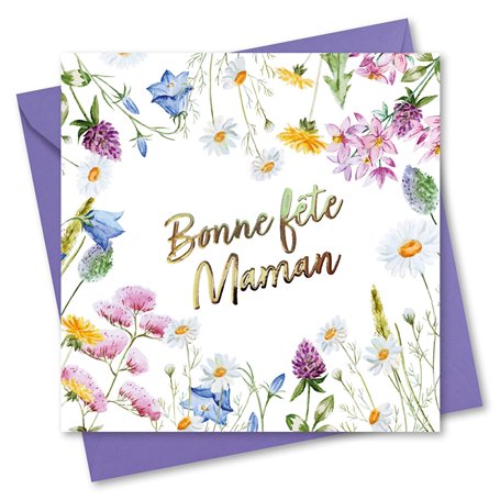 Absolutely Yours Carte de fête des Mères pour maman. Motif « Fleurs ». Carte avec enveloppe assortie (150 x 150 mm