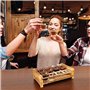 BELLE VOUS 12 Verres à Shot avec Plateau de Service en Bois Brûlé - 60 ml - Verre Shooter Transparent Base Solide - Porte Verre 
