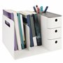 BELLE VOUS Organiseur Bureau Blanc Avec 3 Tiroirs - Rangement Stylo en Plastique PP Pour Dossiers