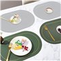 4PCS Set de Table PU, Lavable Antidérapant Imperméable Résistant à la Chaleur Ovales Set de Table, Sets de Table Lavable Double 