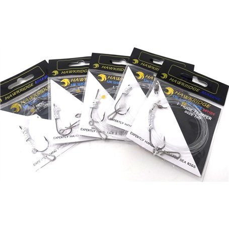 HAWKRIDGE Rig Pro Series – Lot de 5 bas de ligne à 1 hameçon simple taille 3/0 de qualité commerciale – Idéal pour le surf en me