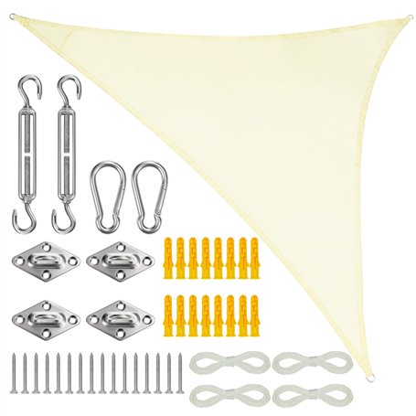 Belle Vous Toile Ombrage Triangle Crème - Voile d Ombrage 2 x 2 x 2 m Imperméable avec Cordes - Abri de Jardin