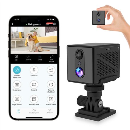 Mapille WiFi 2K/3MP HD Mini Caméra de Surveillance