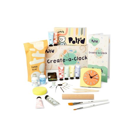 Pott'd Kit Créez-une-Horloge pour Débutants Adultes - Créez Votre Propre Horloge Murale et de Bureau DIY avec de l'Argile à Séch