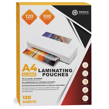 Pochettes de plastification A4 - 120 feuilles | 100 microns | Finition brillante | Étanches