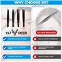 1st Deer Pince a Epiler Professionnelle pour Sourcils de Precision avec étui – Ensemble de 4 – Pincettes Acier Inoxydable pour l