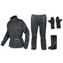 A-pro Combinaison Kit Anti Pluie Blouson Pantalon Gants Surbottes Impermeable Noir XL