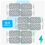StimPads Lot de 12 électrodes EMS et TENS - 50 x 90 mm - Avec connecteur universel à broches de 2 mm - Électrodes adhésives fiab