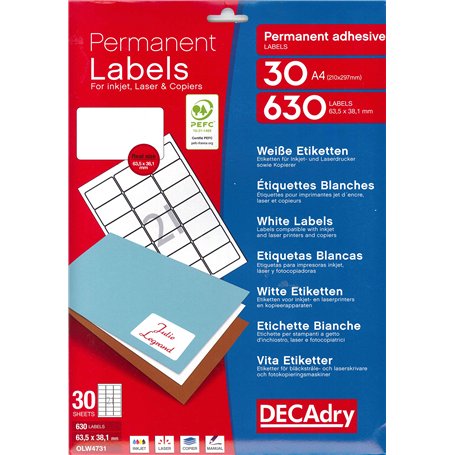 Apli DECAdry Pochette de 630 Etiquettes multi-usage 63